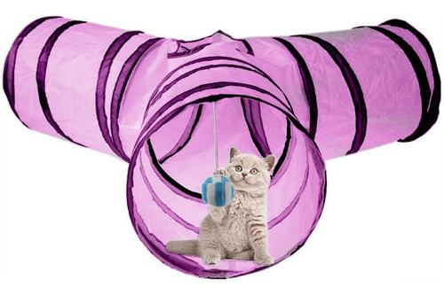 Imagen 2 de 5 de Tunel Gato 4 Entradas Plegable Huron Conejo Mascotas