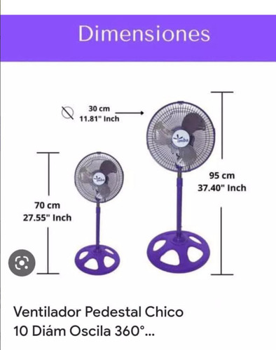 Ventilador De Pedestal 10 Pulgadas 3 Velocidades Metálico