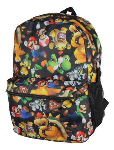 Super Mario Bros Mochila Con Estampado De Personajes En