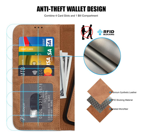Funda Para iPhone 15 Plus Cartera Desmontable Color Marron