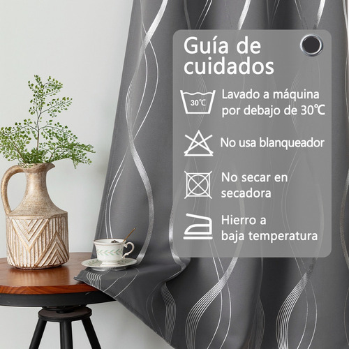 J Cortinas Blackout Con Línea Ondulada Color Raya Gris