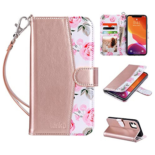 Funda Cartera Para iPhone 11 6.1 Pulgada Rosa Dorado P-021