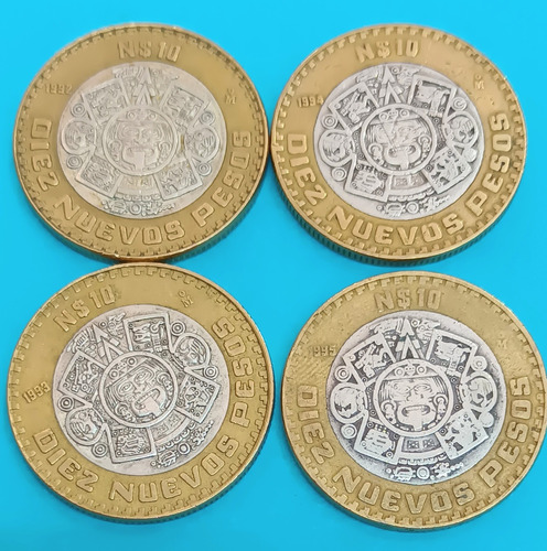 Lote Serie Completa 4 Monedas N$10 Fechas 92-93-94-95 Plata 
