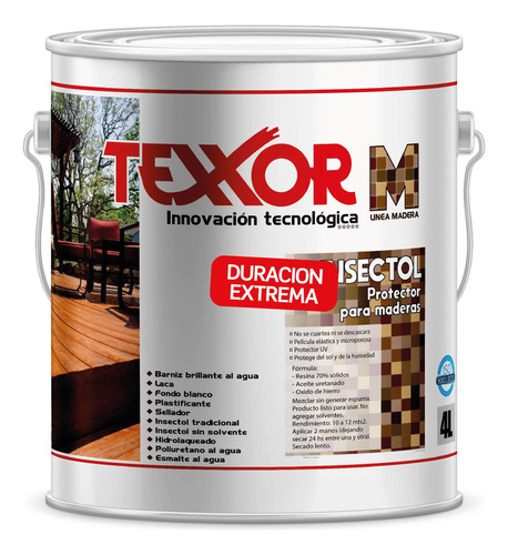 Protector Impermeable Para Madera - Insectol 4lts- Texxor