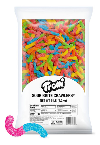 Gusanos De Goma Ácidos Sour Brite Crawlers 2.27 Kg A Granel