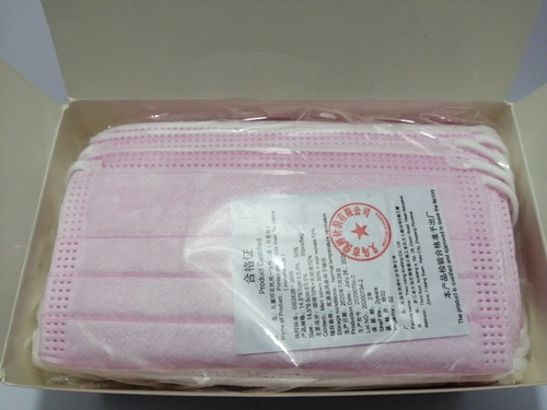 Mascarillas Niñas Rosadas, 3 Pliegues, Certificadas 50unds