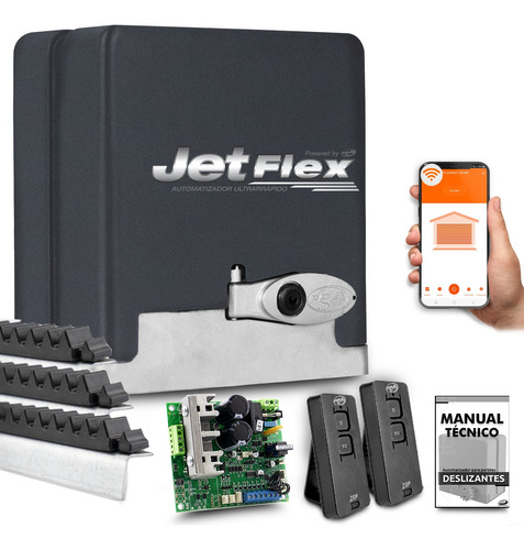 Kit Motor Ppa Dz Jet Flex App Wifi 1/4 Hp Portão 350kg 4s