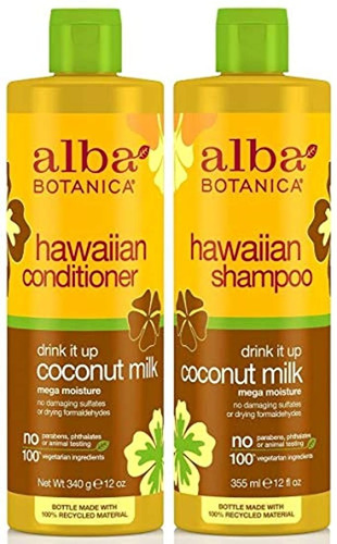 Shampoo Y Acondicionador,leche De Coco 12 Oz, Alba Botánica