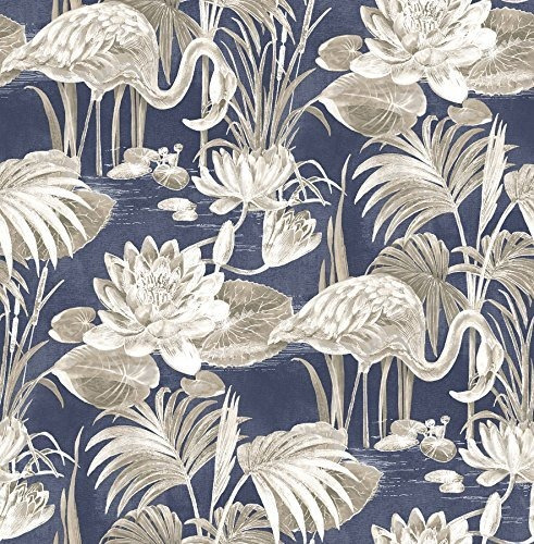 Papel Tapiz - Brewster 2766-24622 Miltonia Navy Flamingo -