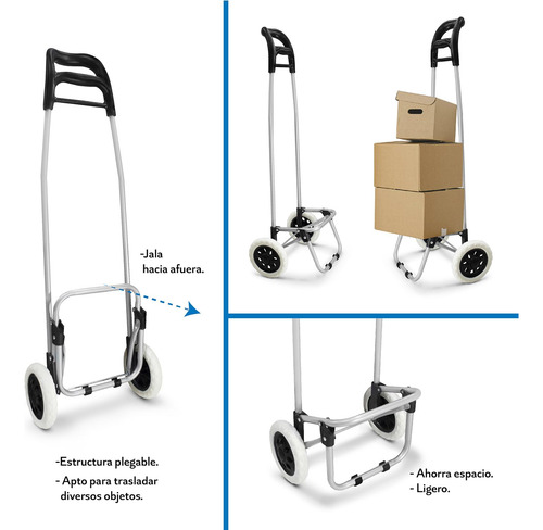 Carrito De Compras Plegable Con Ruedas Metálico Azul