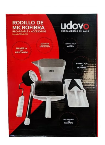 Imagen 7 de 7 de Rodillo De Microfibra Recargable Y Accesorios Udovo