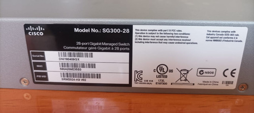 Switch Cisco Small Business Sg300-28 Gigabit Administrable (Reacondicionado)