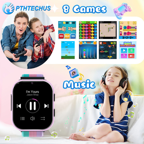 Reloj Inteligente 4g Llamadas HD Reloj Smartwatch Para Niños 4g Señal Reloj Inteligente Para Compatible con chip SIM 4g PTHTECHUS SOS smartwatch Lt49 Púrpura Llamadas Smartwatch,FULL HD LCD Smartwatch