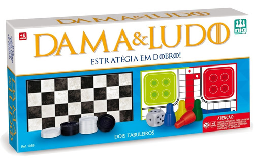 Jogo De Dama E Ludo - 2 Jogos - Estratégia Em Dobro - Nig