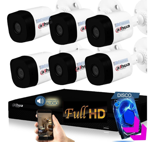 Kit Seguridad Dahua Dvr 8 Full Hd 1080p 6 Cámaras Disco 1tb