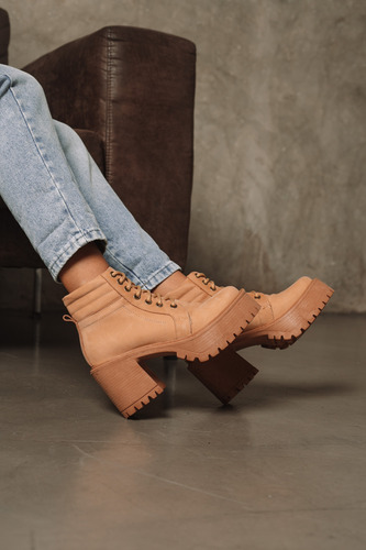 Borcegos Mujer Cuero Taco Alto Plataforma Botas Moda Romi