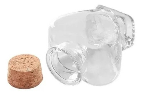 20 Botella De Corazón Con Tapa De Corcho Frasco Vidrio