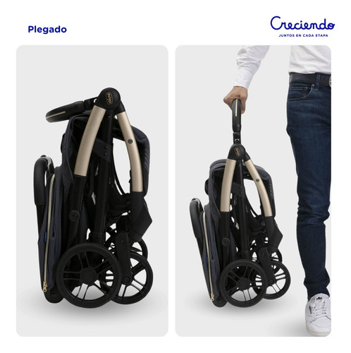 Coche Bebé Chicco Goody Xplus Liviano Cierre Automatico 22kg Color Darck Shadow Chasis Dorado