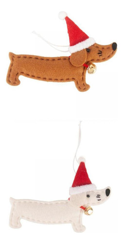 2x Colgantes Navideños Decorativos Adorno De Perro Salchicha