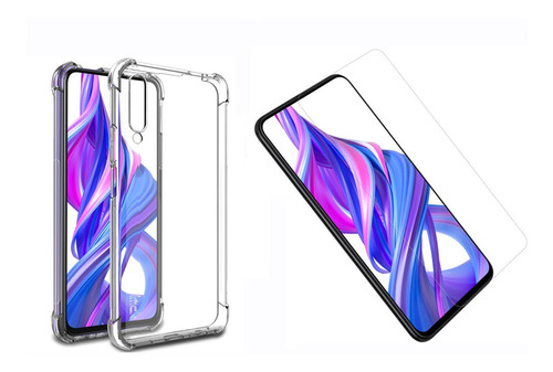 Funda Tpu Airbag + Vidrio 2.5d  P/ Huawei Y9s