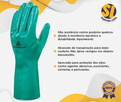 Imagem 2 de 6 de Luva Borracha Epi Nitrílica Flocada Tam 7 Deltaplus