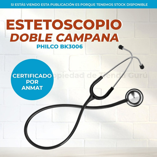 Imagen 2 de 6 de Estetoscopio Philco Medics Doble Acero Inoxidable Bk3006