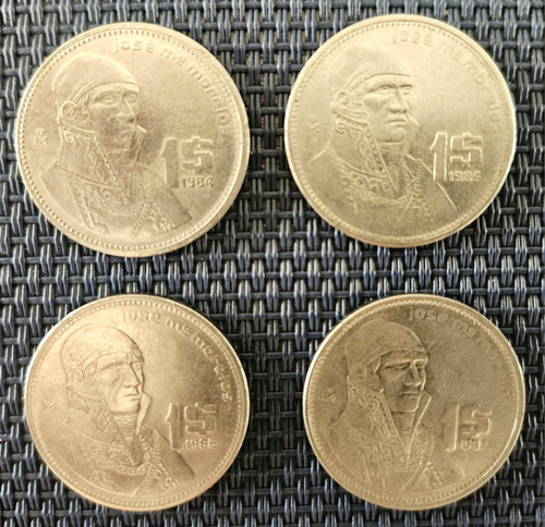 Set De Monedas De 1 Peso Morelos 84, 85, 86, 87