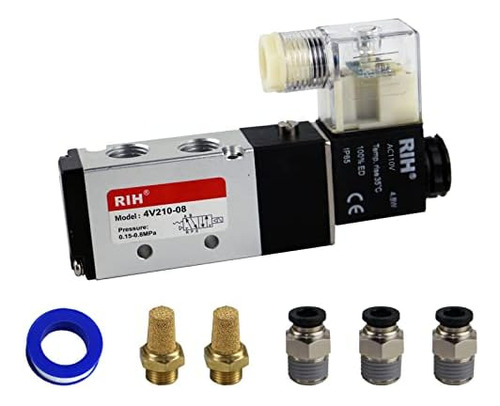 Válvula Solenoide Neumática 4v21008 12v/24v/110v Bobi...