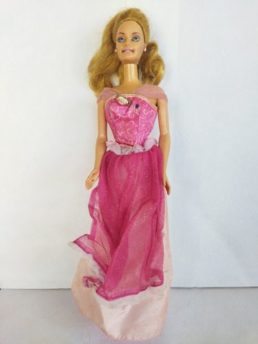 Barbie Vintage Vestido Rosa Fuerte Flor Brillante Arete 1998