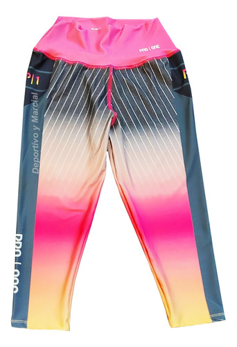 Imagen 2 de 4 de Calza Capri Sublimada Pro One Mujer Elastizada Fitness Gym