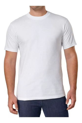 Camiseta Hombre Blanca Cuello Redondo 100% Algodón 6pz