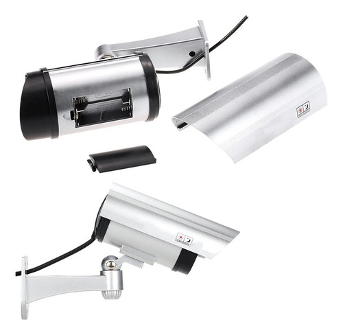 Camara Seguridad Falsa Exterior Con Luz Led Vigilancia