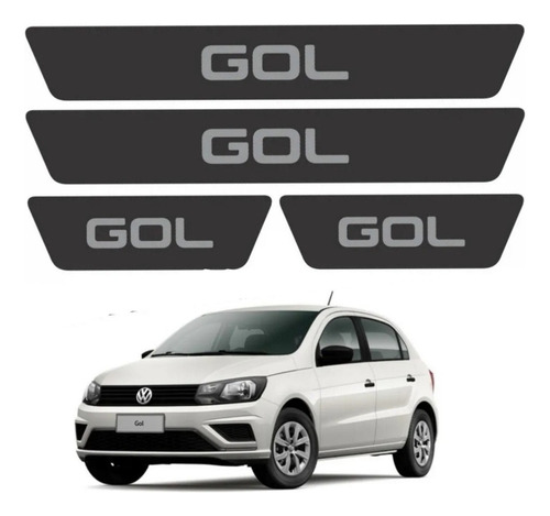 Adesivos Soleira Preto Rugoso Para Volkswagen Gol 20781 Cor Preta