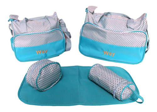 Bolsa Maternidade Kit 5 Peças Conjunto Enxoval Bebê Azul