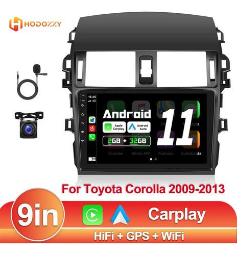Estéreo 2+32g Carplay Para Toyota Corolla 2009-2013 Hifi Gps