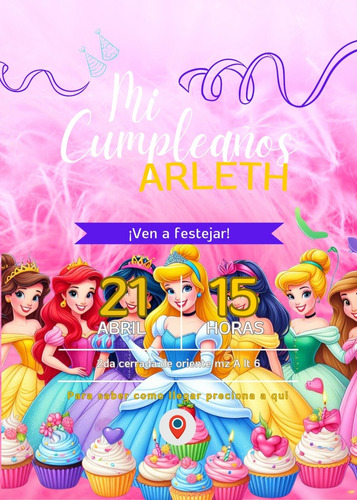 Invitaciones Digitales Tipo Princesas Para Niña 
