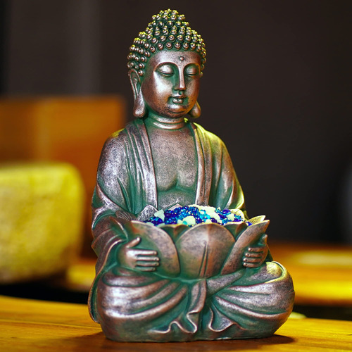 Goodeco Estatua De Buda Meditadora De 12 Pulgadas Con Lotus