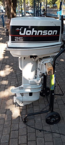 Motor De Popa Johnson 25 Hp Ano 97 + Carrinho + Tanque 23 Lt