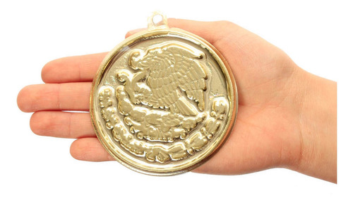 Imagen 2 de 3 de Escudo Nacional Mexicano Plástico 3d Oro Ch 9cm Mylin 6pz