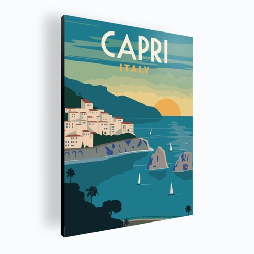 Cuadro Decorativo Mural Poster Capri Italia 30x42 Mdf