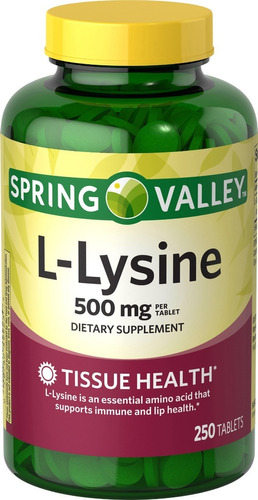 L-lisina L-lysine 250 Tabletas 500mg Aminoacido Eg L02 Sabor Nd