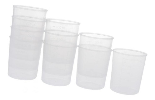 Imagen 1 de 11 de 10 Vasos Medidores De Plástico, Tazas Graduadas De 100 Ml P