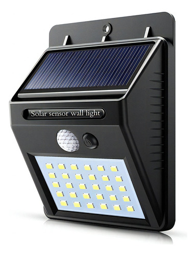 Luminaria Solar Externa 30 Leds Luz Para Jardim Muro Parede