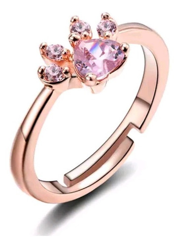 Anillo De Cobre Ajustable Garra De Gato Oro Rosa Mujeres 