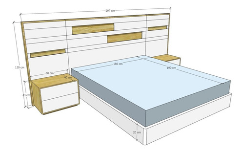 Imagen 2 de 3 de Cama Doble Moderna En Madera Lacado Y Blanco Ref: Laya
