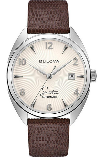 Relógio Bulova Masculino Sinatra 96b347 Fly Me To The Moon Cor da correia Marrom Cor do bisel Prateado Cor do fundo Branco/Snow