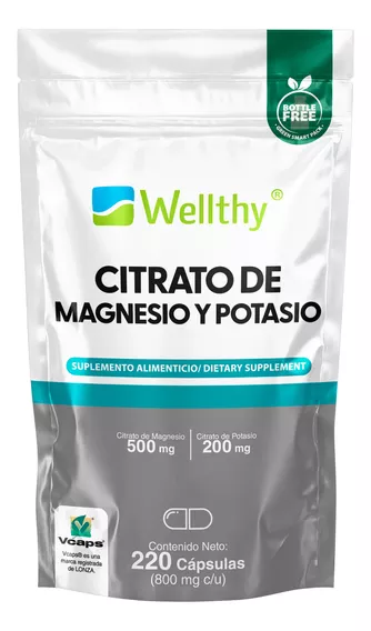 Wellthy Citrato De Magnesio Y Citrato De Potasio 220caps