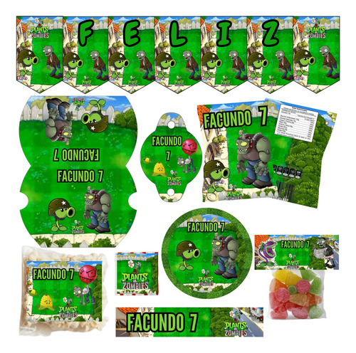 Kit Imprimible Cumpleaños Candy Bar Plants Vs Zombies Pvz