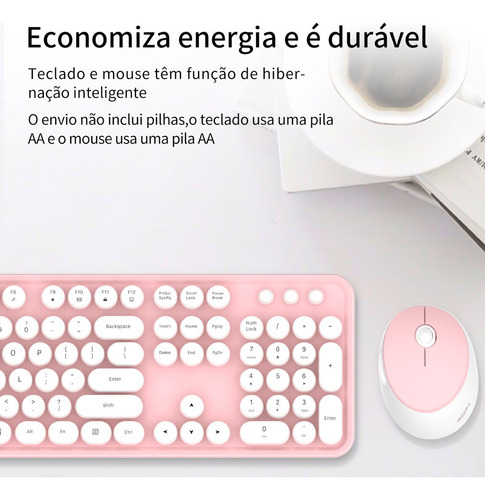 Conjunto De Teclado E Mouse Mofii Se Nas Cores Branca E Rosa