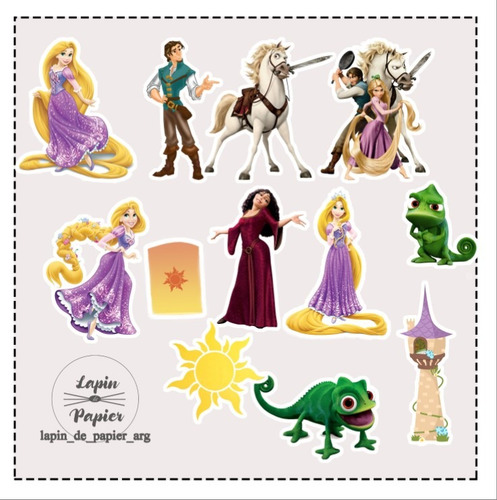 Topper Cupcake Adorno Pinchos Muffins X12 Rapunzel
